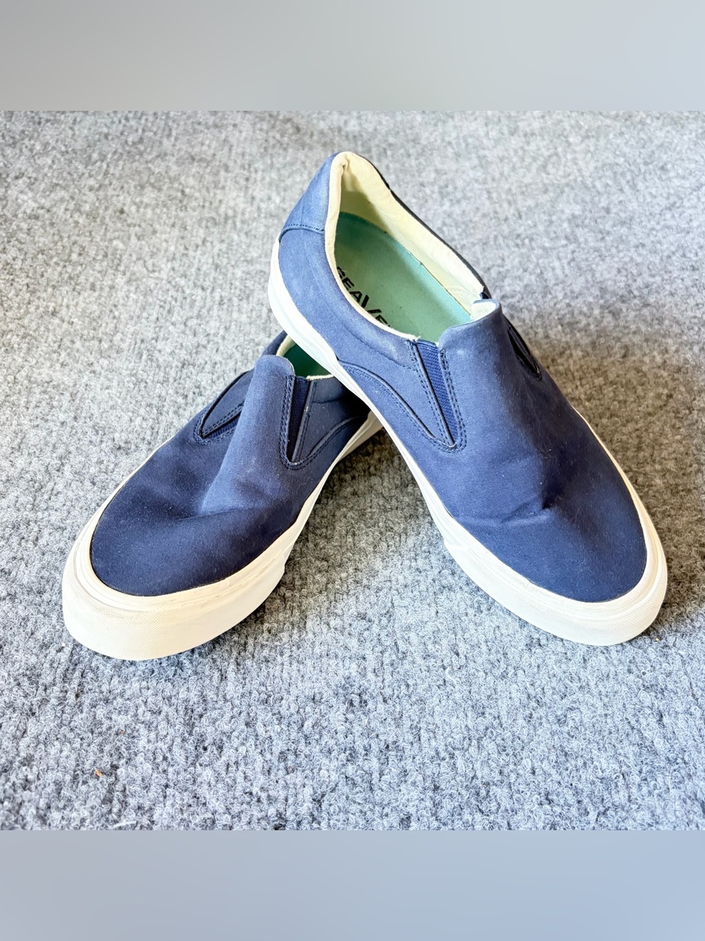 SeaVees Hawthorne Slip On Original Womens 7 Navy Blue Canvas Sneakers Poplin
